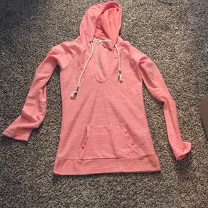 Roxy heathered coral tunic hoodie sweater